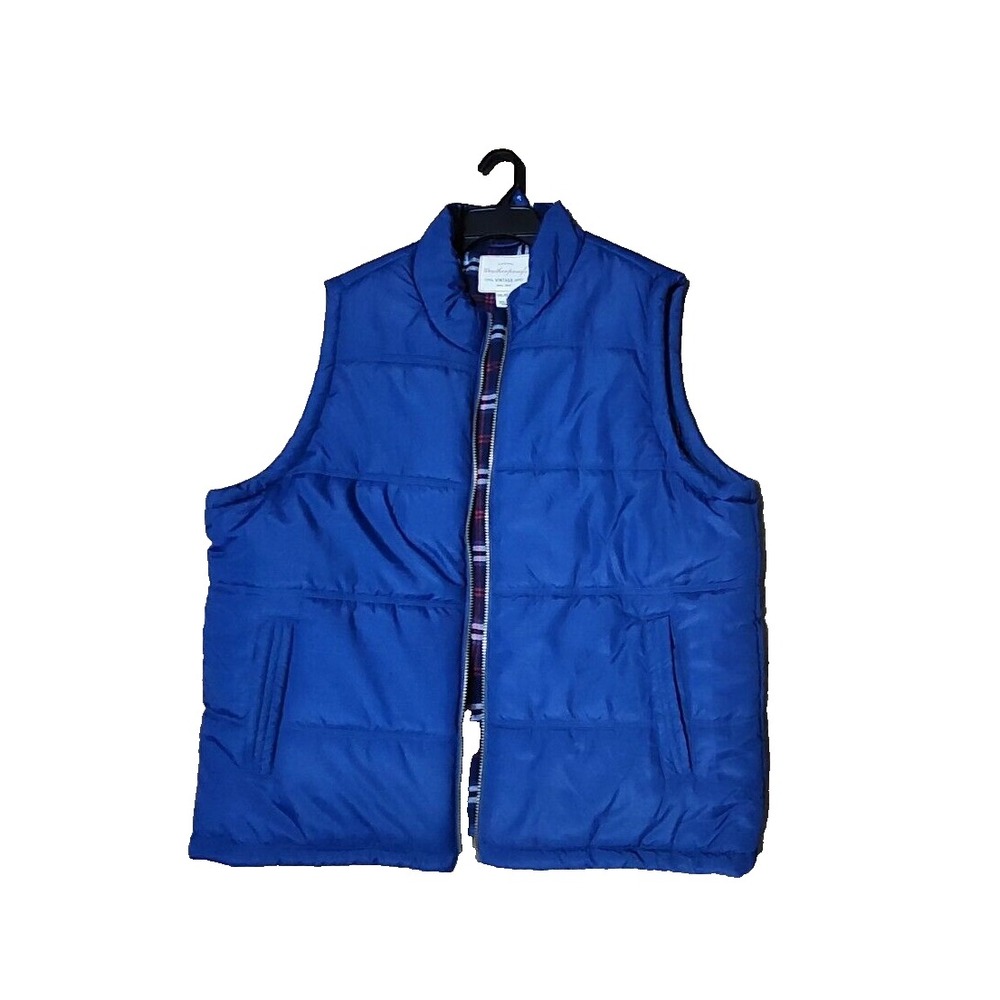 Weatherproof Vintage Men's Flannel‎ Lined Puffer Zip-Front Vest, Blue, XXL